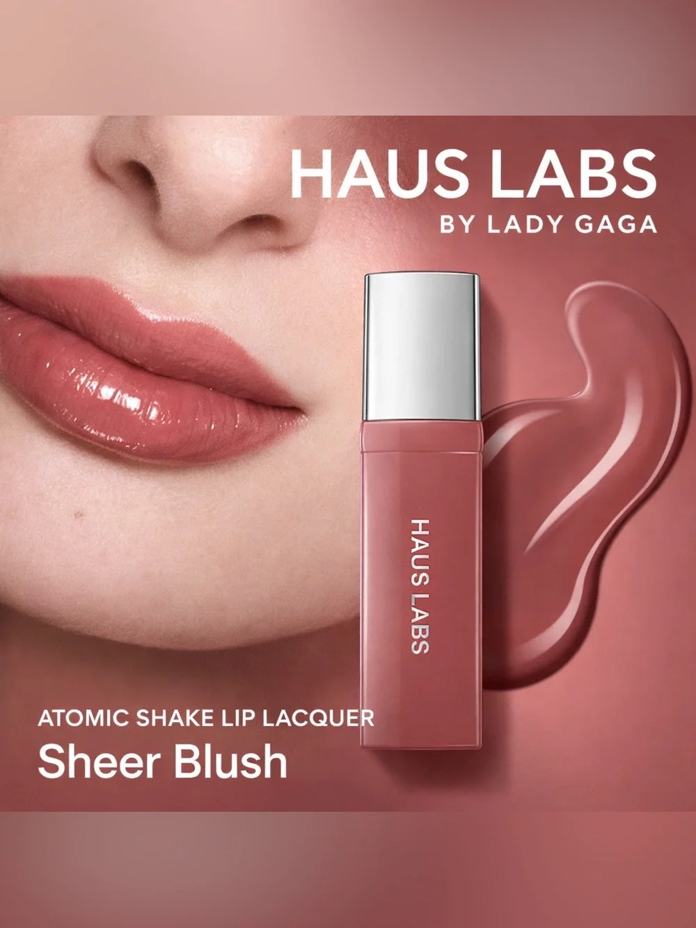 NEW✅ HAUS LABS by Lady Gaga • Atomic Shake Lip Lacquer • Sheer Blush •New in Box